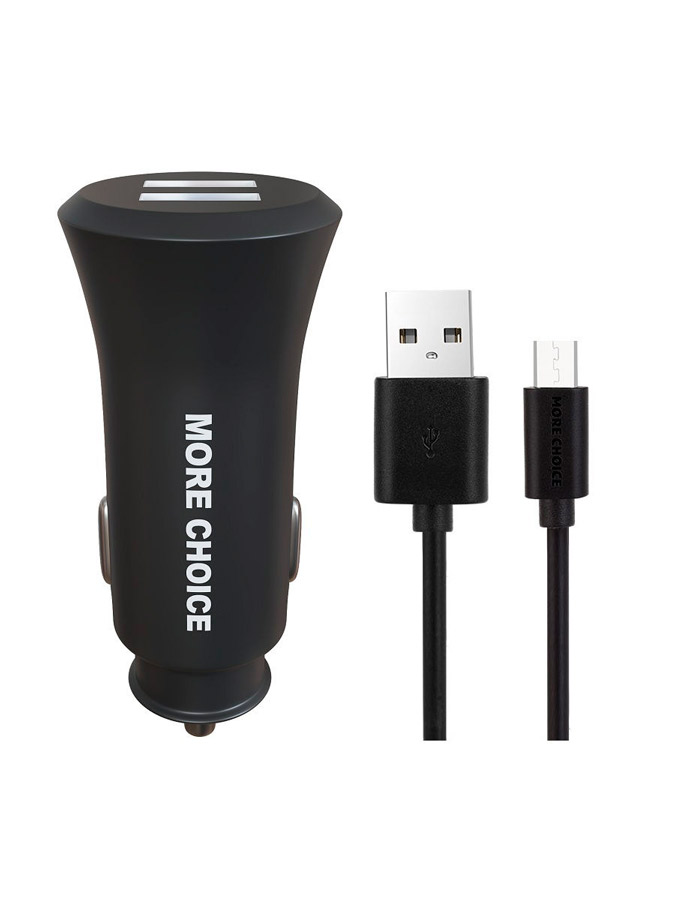 фото Автомобильное зарядное устройство more choice 2usb 2.4a для micro usb ac23m black