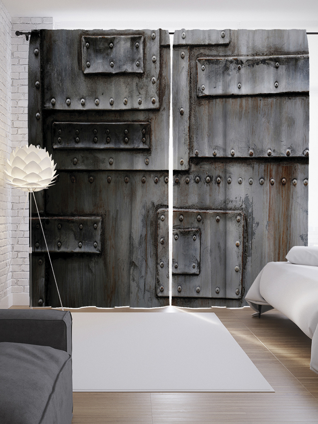 

Шторы с фотопечатью "Клепанная поверхность" из сатена, 290х265 см