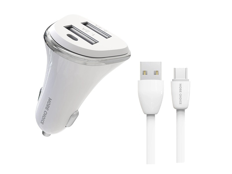 фото Зарядное устройство more choice ac22m 2xusb 2.4a + кабель microusb white 4627151191386