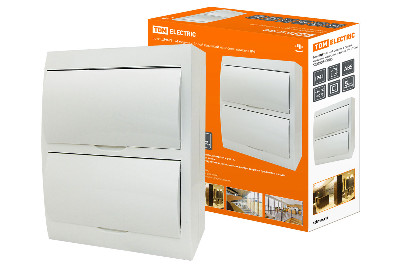 

Бокс TDM ELECTRIC ЩРН-П-24модуля с белой крышкой навесной пластик IP40 SQ0903-0006