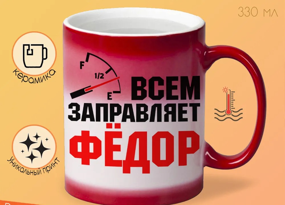 

Кружка CoolPodarok Кружка именная Всем заправляет Фёдор