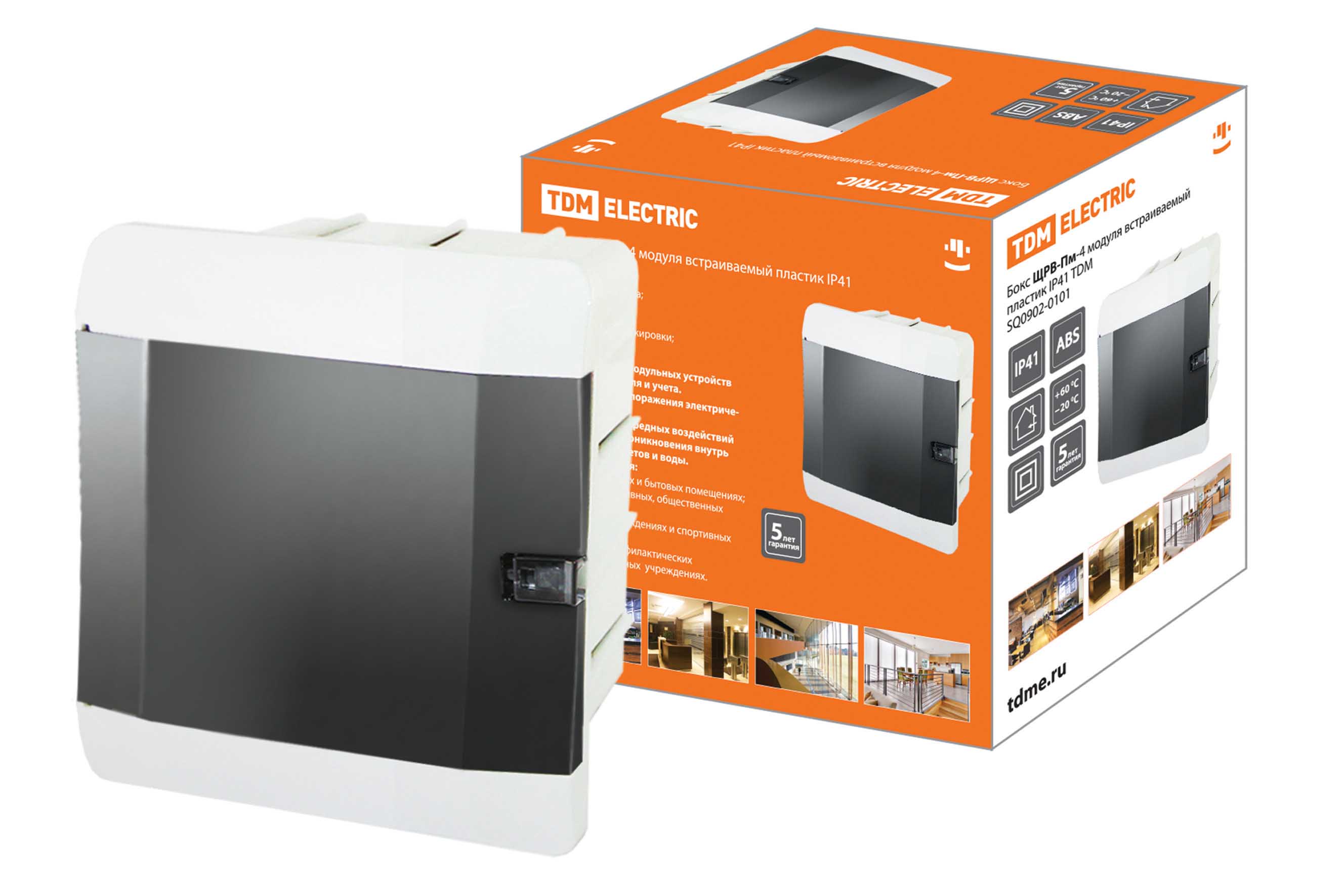 

Бокс TDM ELECTRIC ЩРВ-Пм-4 модуля встраиваемый пластик IP41 SQ0902-0101