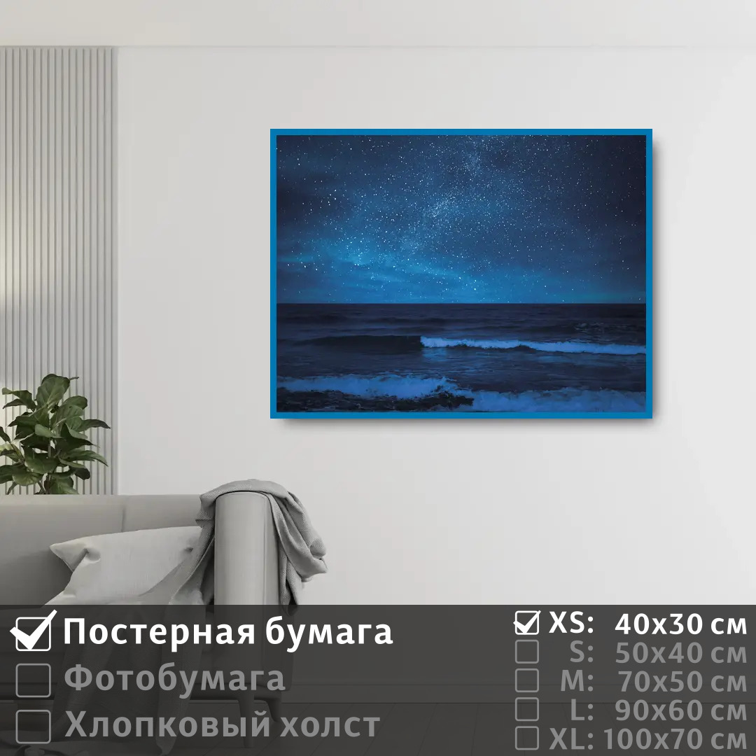 

Постер на стену ПолиЦентр Звездное небо над океаном 40х30 см, ЗвездноеНебоНадОкеаном