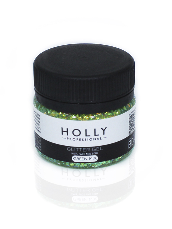 Декоративный гель для волос, лица и тела GLITTER GEL Holly Professional, 20 мл (Цв: Green)
