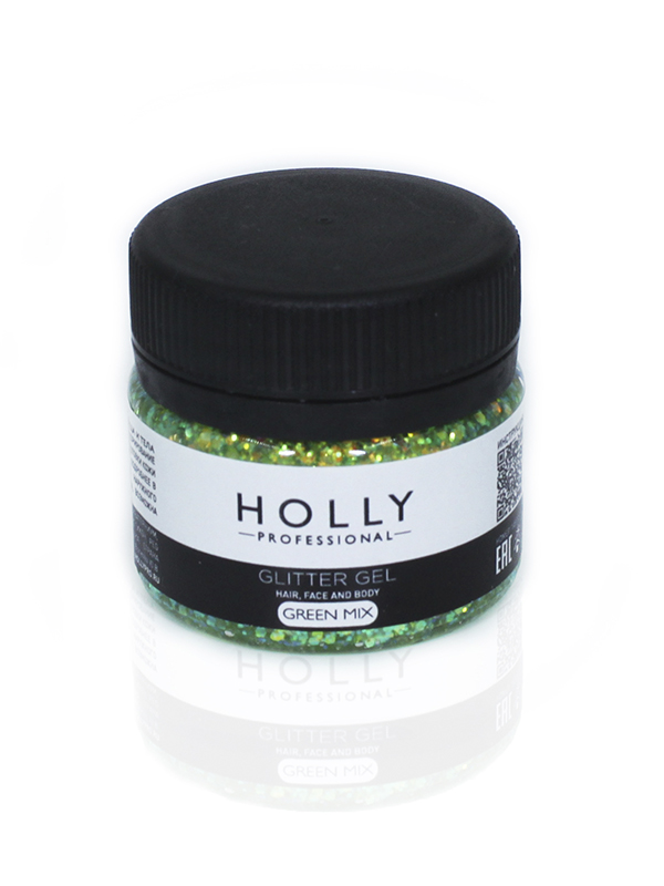 Декоративный гель для волос лица и тела GLITTER GEL Holly Professional 20 мл Цв Green 1077₽