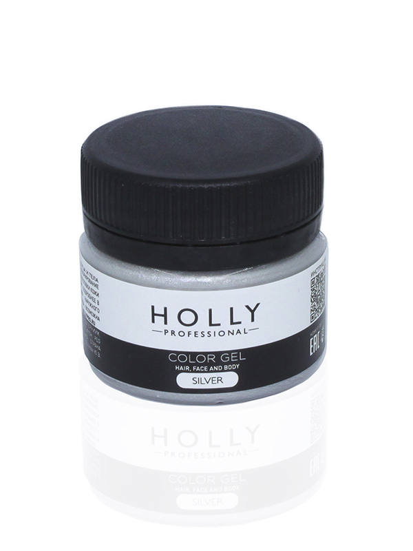 Декоративный гель для волос, лица и тела COLOR GEL Holly Professional,  20 мл (Цв: Silver)