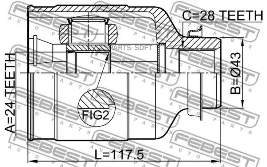 

Шрус внутренний правый 24x43x28 подходит для kia carnival/sedona fl 1998-2005 2211-carnr