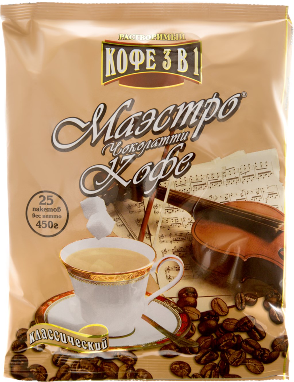 

Кофейный напиток Маэстро Чоколатти Классический 3 в 1 18 г х 25 шт