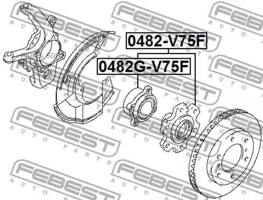 

0482g-v75f_к-кт подшипника ступицы передн. mitsubishi pajeroiii 00-06