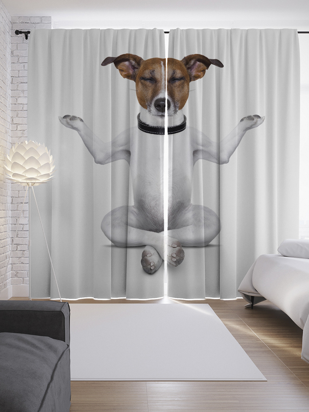 

Шторы с фотопечатью "Медитирующая собака" из сатена, 290х265 см