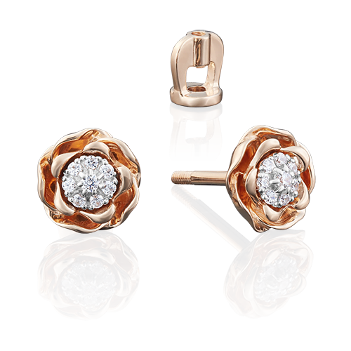 

Серьги пусеты из золота PLATINA jewelry 02-3910, бриллиант, 02-3910