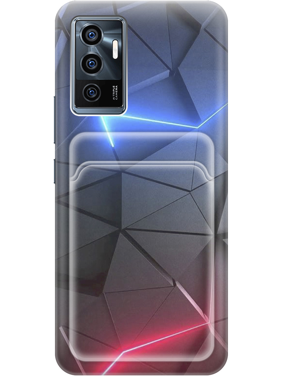 

Силиконовый чехол на Vivo V23e с рисунком "Графитовые грани", Серый;синий, 20012011