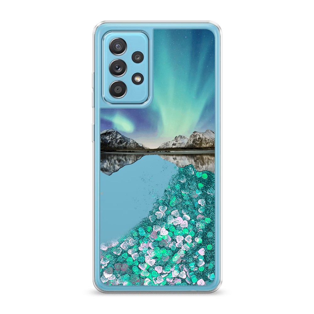 

Жидкий чехол с блестками "Горное озеро и сияние" на Samsung Galaxy A52, 2102495-1