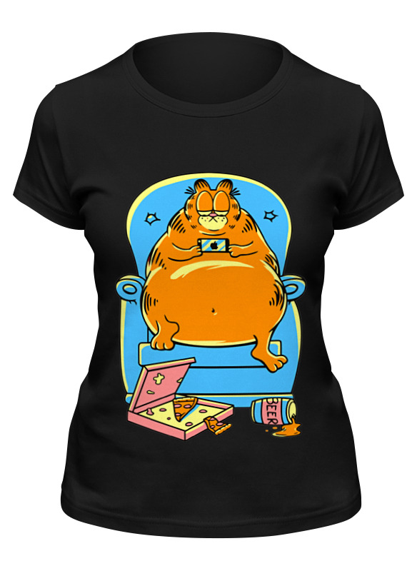 

Футболка женская Printio Кот гарфилд черная 2XL, Черный, Кот гарфилд
