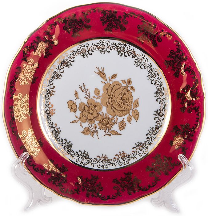 фото Набор из 6-ти тарелок роза красная размер: 19 см carlsbad