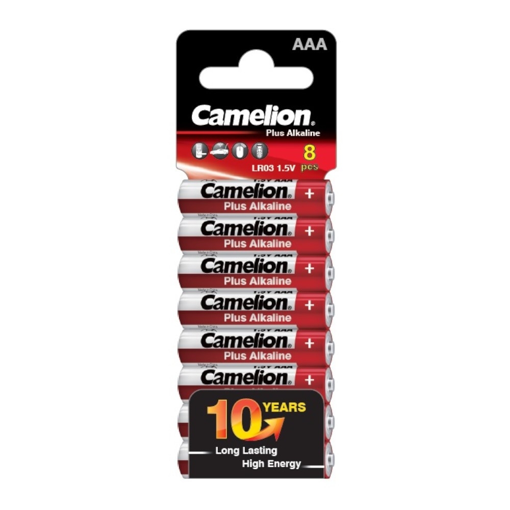 

Camelion Plus Alkaline SP8 LR03 (LR03-SP8, батарейка,1.5В)(8шт. в уп-ке)