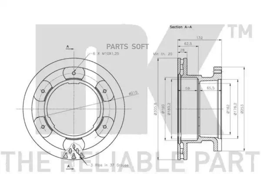 

Диск Торм.Зад.Iveco Daily Iv 06-11,V 11-14,Vi 14=> 306x28 Nk арт. 202362