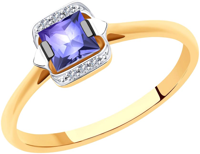 Кольцо из красного золота р. 16,5 AllTime 6014152_s, танзанит\бриллиант