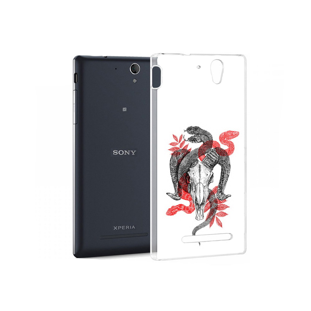 

Чехол MyPads Tocco для Sony Xperia C5 Ultra змея в черепе рисунок (PT16261.253.365), Прозрачный, Tocco