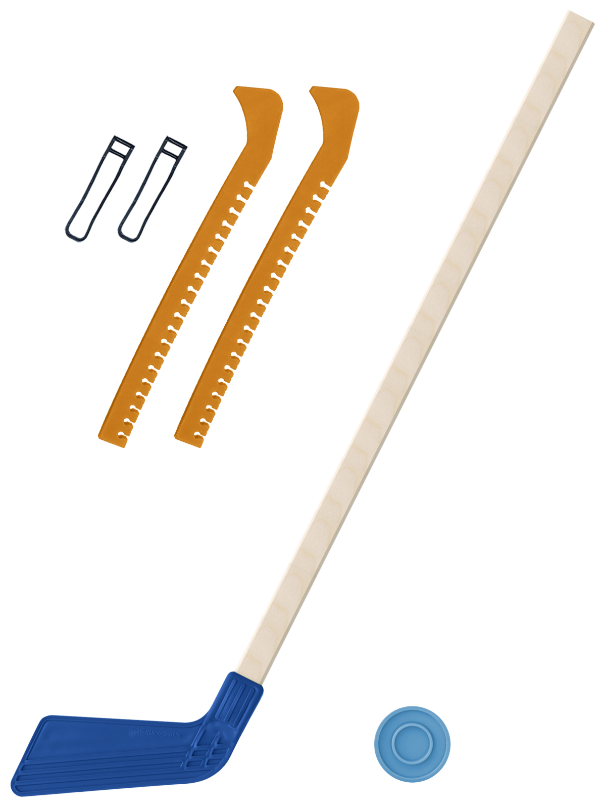 Детский хоккейный набор Задира-плюс Клюшка хоккейная син 80см+Шайба+Чехлы д/коньков жёлт