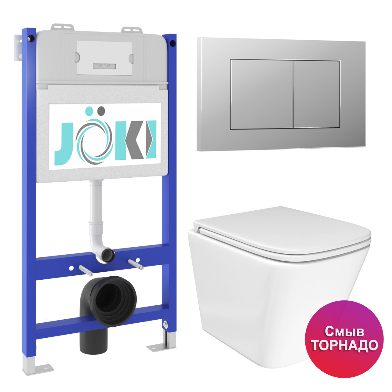 

Комплект JOKI: инсталляция JK03351+кнопка JK012519CH хром+Verna T JK3031025 унитаз белый, Verna JKS303033012CH