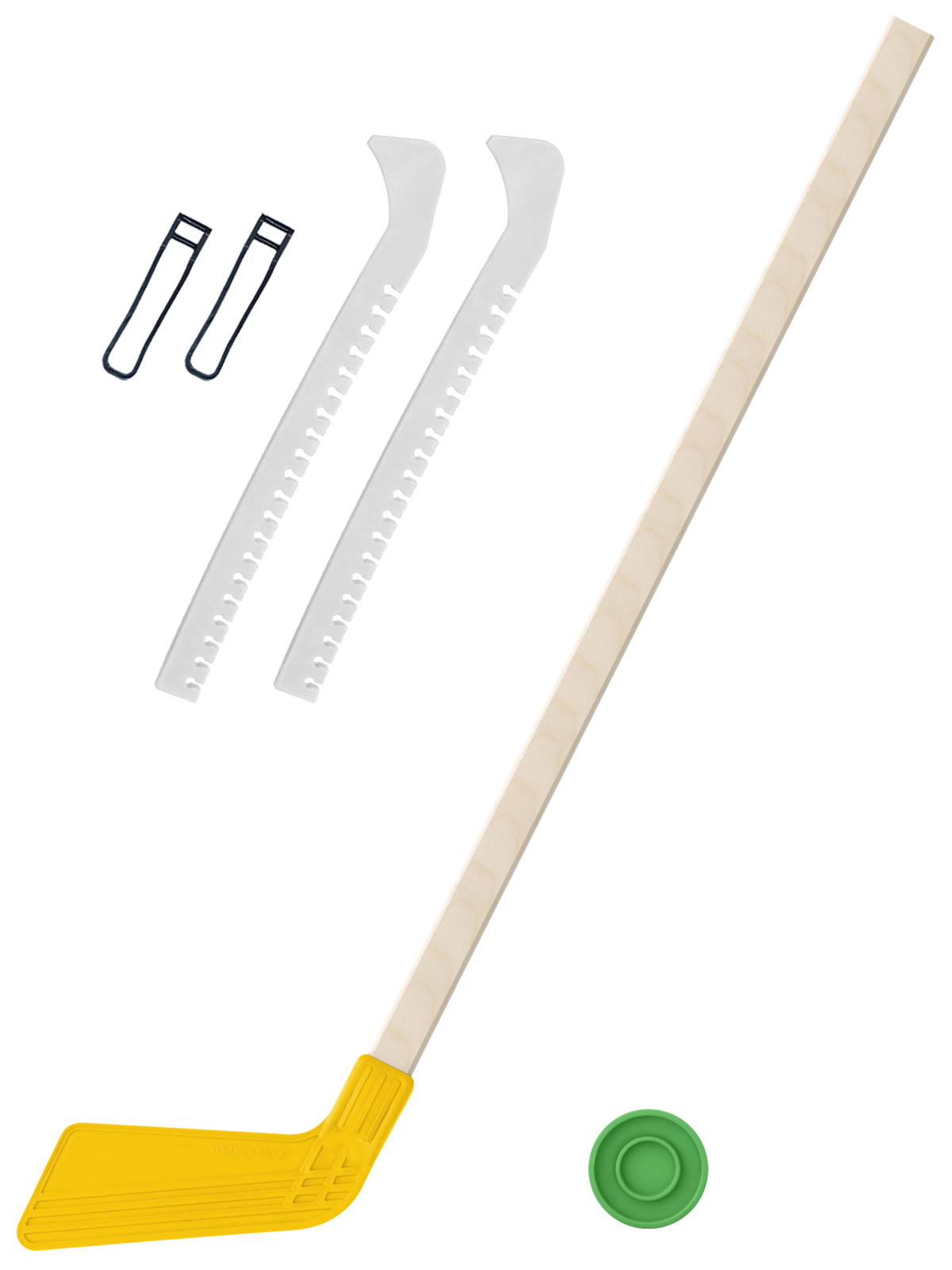 

Детский хоккейный набор Задира-плюс Клюшка хоккейная жёлт 80см+Шайба+Чехлы д/коньков бел
