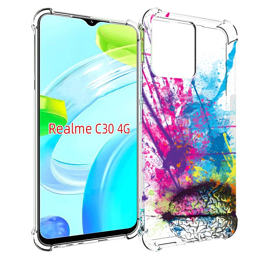 

Чехол MyPads яркий красочный мозг для Realme C30 4G / Narzo 50i Prime, Прозрачный, Tocco