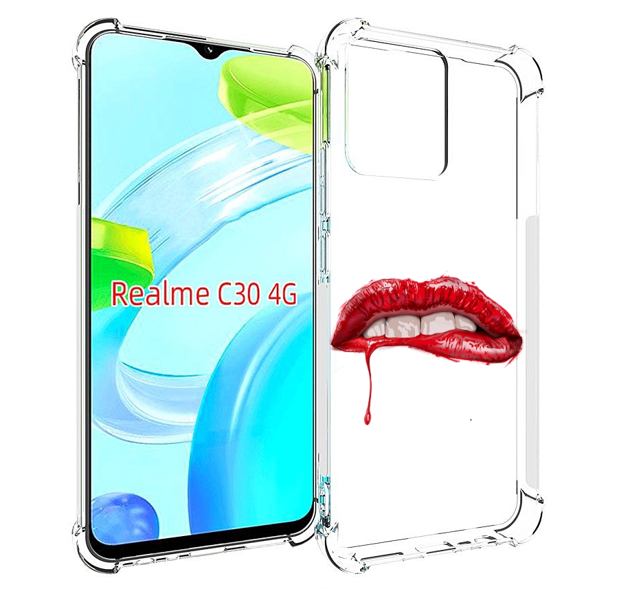 

Чехол MyPads яркие красные губы для Realme C30 4G / Narzo 50i Prime, Прозрачный, Tocco