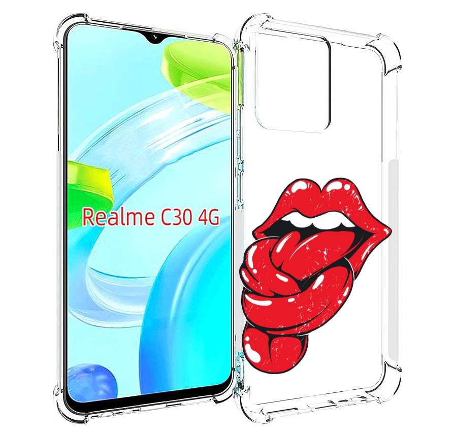 

Чехол MyPads яркие губы с языком для Realme C30 4G / Narzo 50i Prime, Прозрачный, Tocco