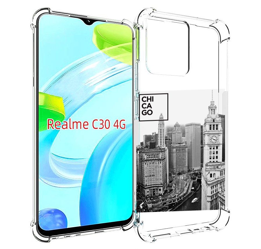 

Чехол MyPads черно белый чикаго для Realme C30 4G / Narzo 50i Prime, Прозрачный, Tocco