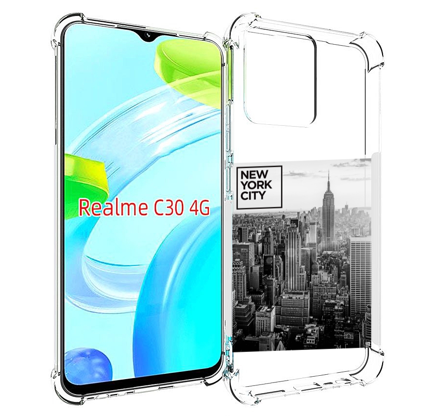 

Чехол MyPads черно белый Нью-Йорк для Realme C30 4G / Narzo 50i Prime, Прозрачный, Tocco