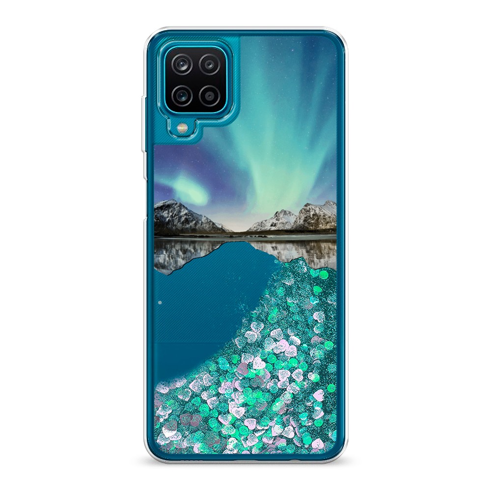 

Жидкий чехол с блестками "Горное озеро и сияние" на Samsung Galaxy A12, 2101695-1