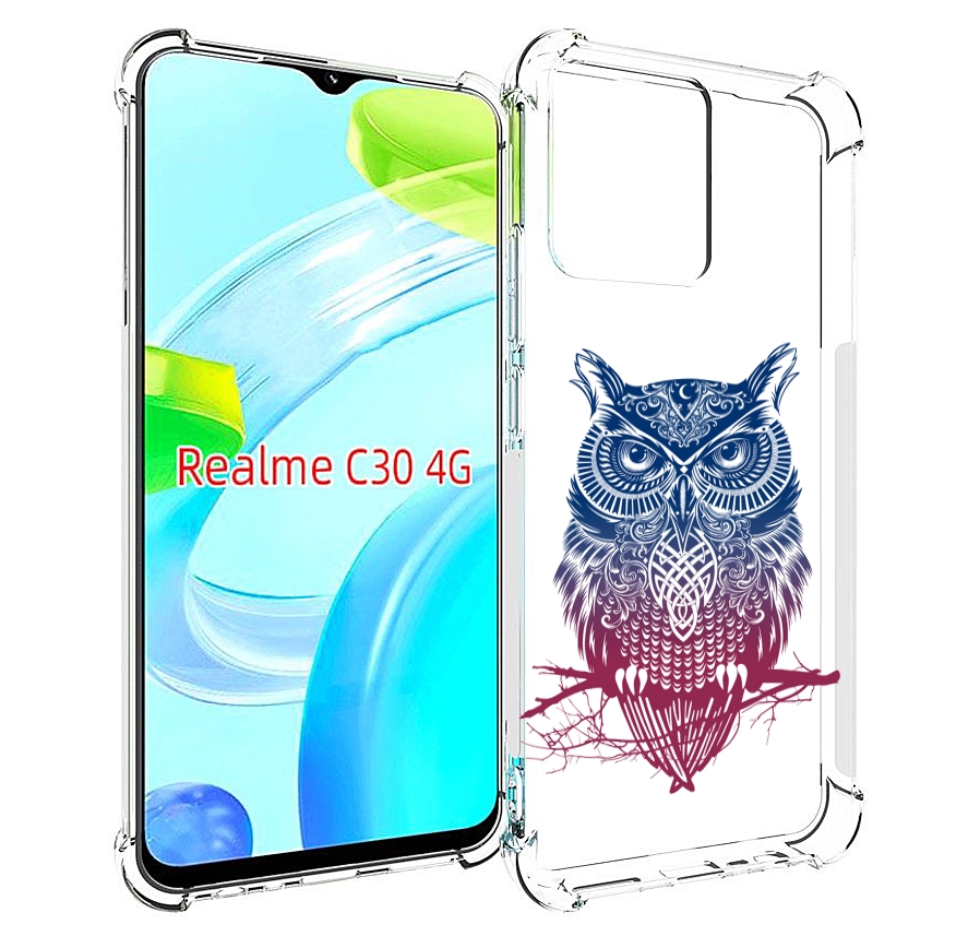 

Чехол MyPads хиппи сова для Realme C30 4G / Narzo 50i Prime, Прозрачный, Tocco