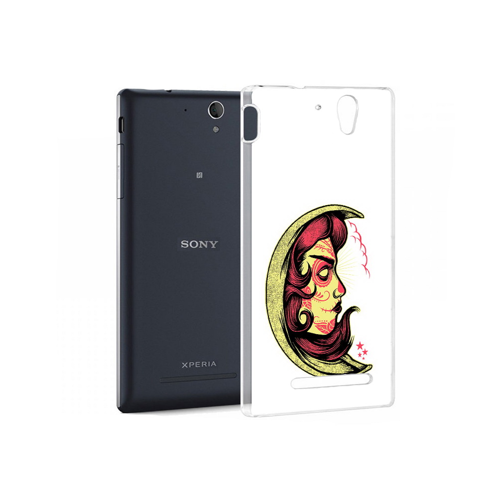 

Чехол MyPads Tocco для Sony Xperia C5 Ultra желтый полумесяц с лицом девушки, Прозрачный, Tocco