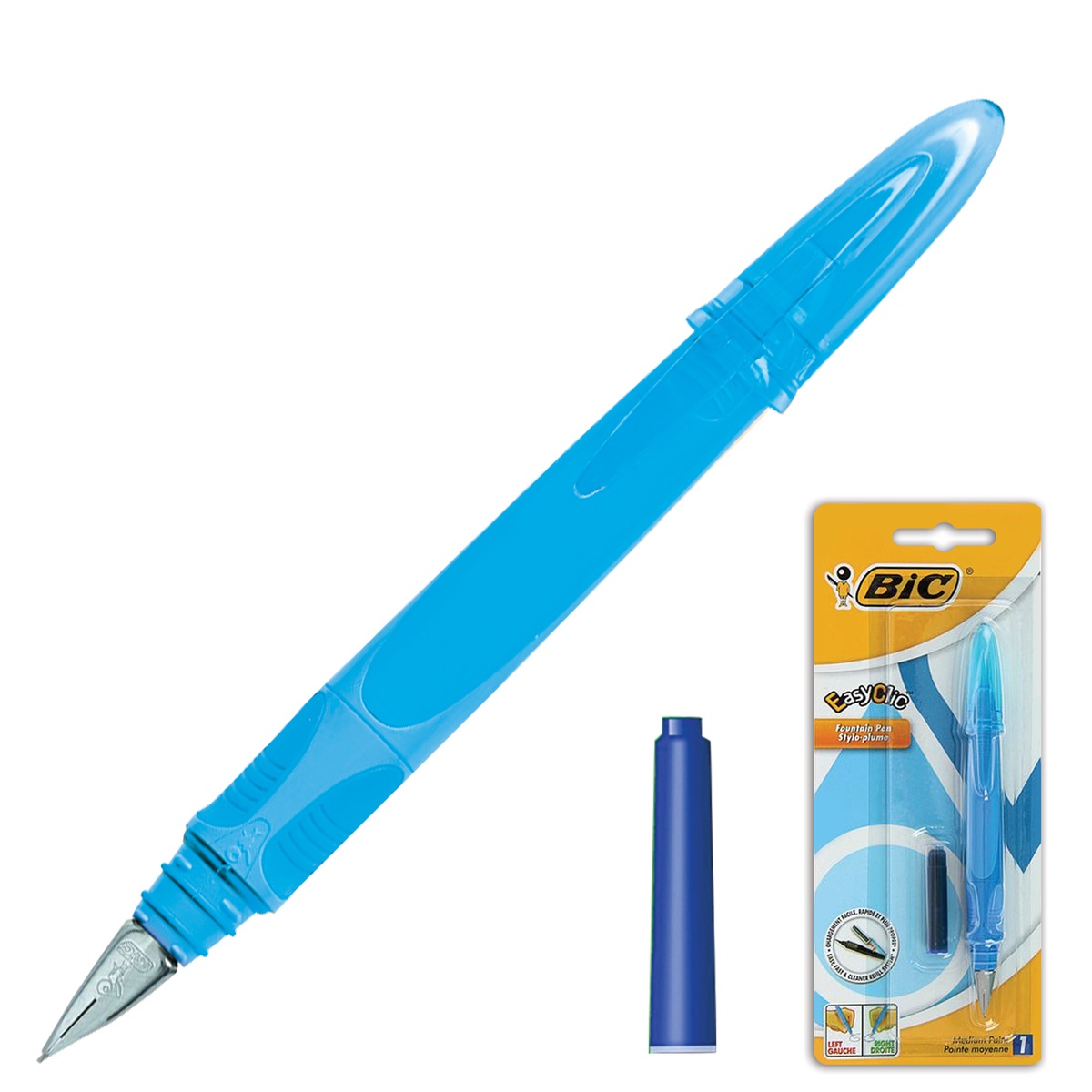 

BIC EasyClic, корпус голубой, иридиевое перо, сменный картридж