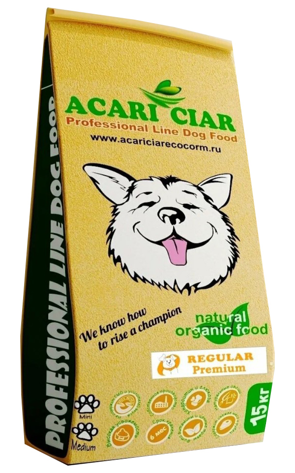 Сухой корм для собак Acari Ciar Regular, медиум гранула, говядина/рыба, 15 кг