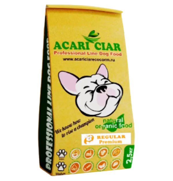 Сухой корм для собак Acari Ciar Regular, медиум гранула, говядина/рыба, 2,5 кг