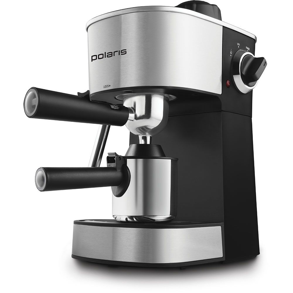 Рожковая кофеварка POLARIS PCM 4008AL серебристый, черный рожковая кофеварка kitfort кт 7104 серебристый