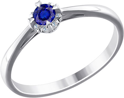 Кольцо из белого золота р. 18 AllTime 2011102_s, сапфир\бриллиант