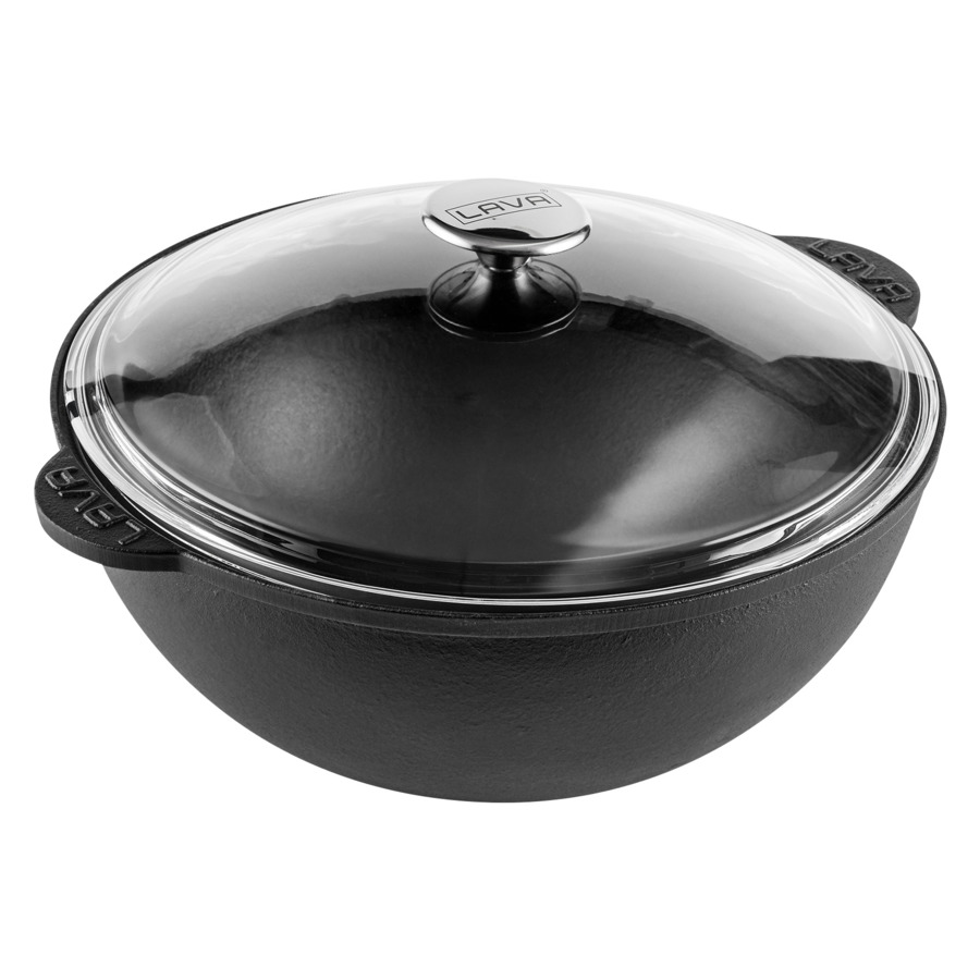 

Казан с крышкой LAVA d30 см, 6 л, чугун, стекло, Черный