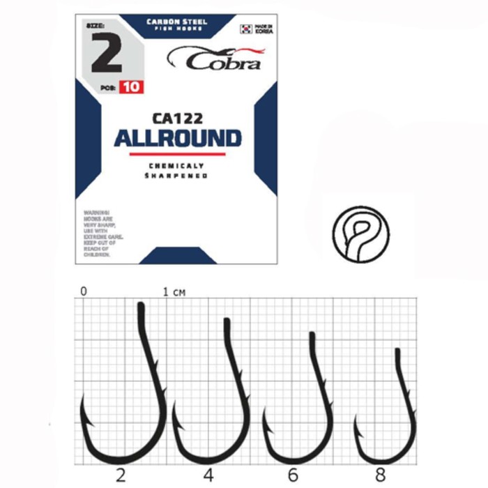 

Крючки Cobra ALLROUND, серия CA122, № 4, 10 шт. (10 шт)