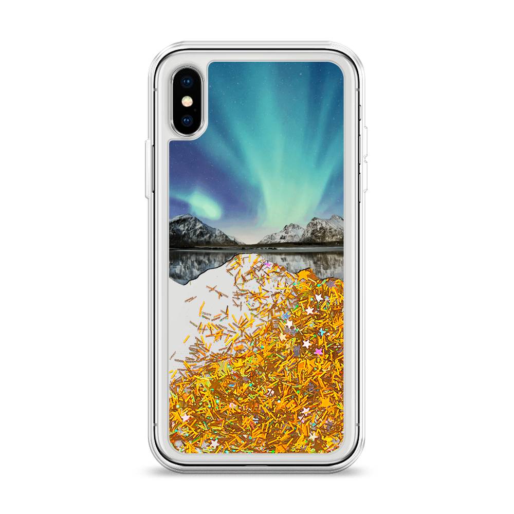 

Чехол Awog на Apple iPhone XS (10S) / Айфон XS (10S) "Горное озеро и сияние", 11890-1