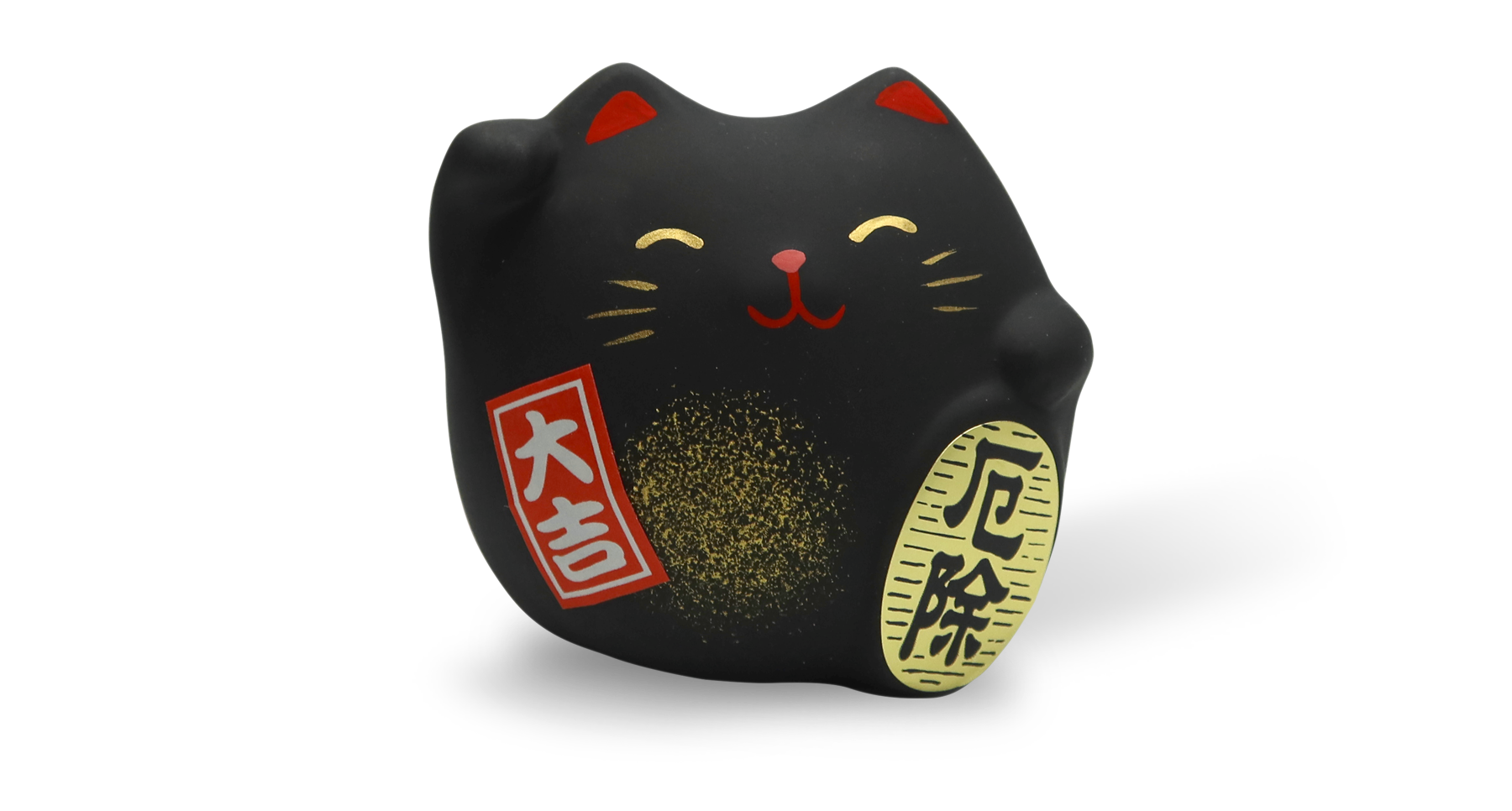 фото Сувенир манэки кот 5см, ручная работа, черный (made in japan), hatamoto japan, мк-01