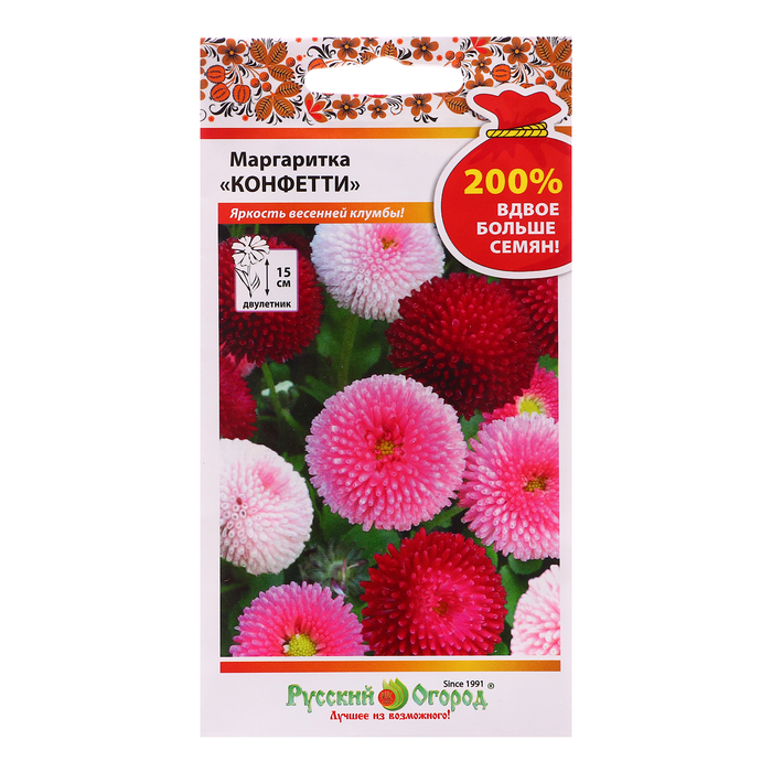 

Семена цветов Маргаритка "Конфетти", 200%,0,1г (4 шт.)