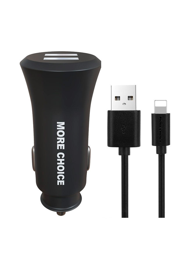 фото Автомобильное зарядное устройство more choice 2usb 2.4a для lightning 8-pin ac23i black