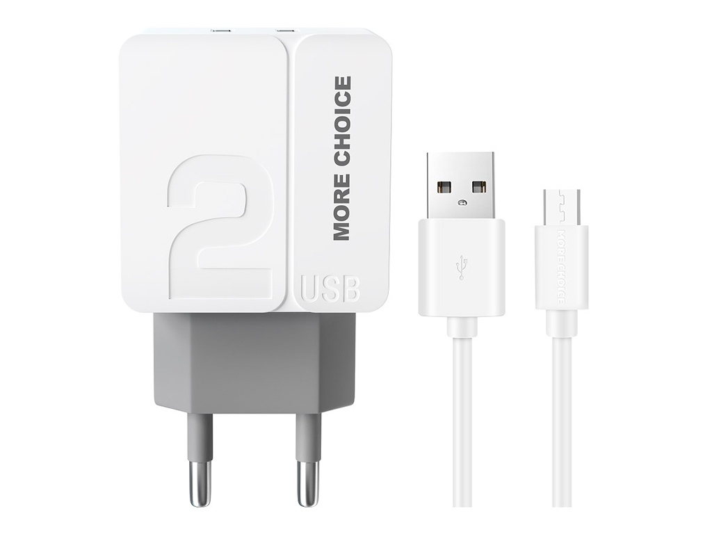 

Зарядное устройство More Choice NC46m 2xUSB 2.4A + кабель MicroUSB White-Grey 462715119186, NC46m