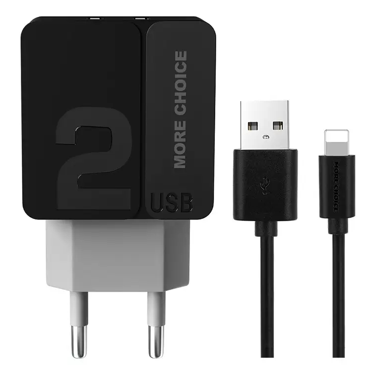 

Зарядное устройство Morе Choicе NC46i 2xUSB 2.4A кабель Lightning Black-Grеy, NC46i