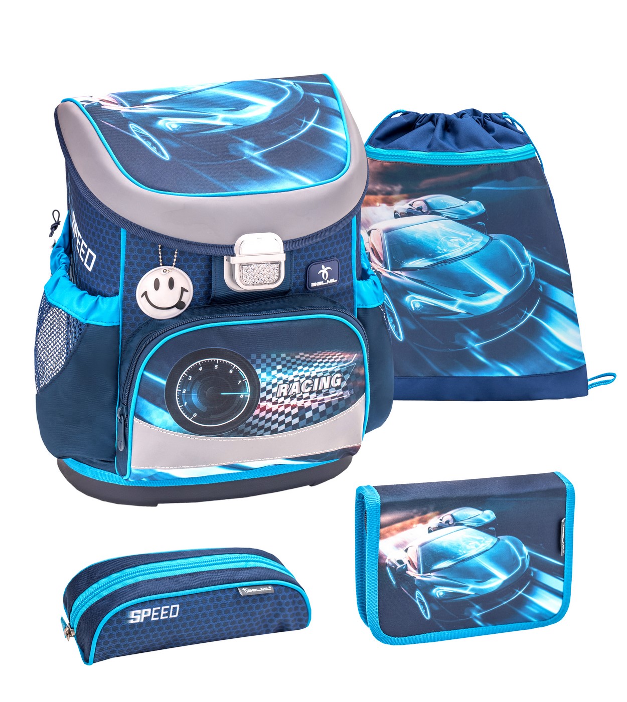 

Ранец Belmil Mini Fit Blue Race, Машина, синий, с наполнением 405 33/9/RACE B/SET