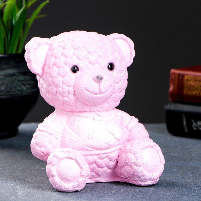 фото Копилка "мишка плюшевый" розовый, 11х12х15см хорошие сувениры