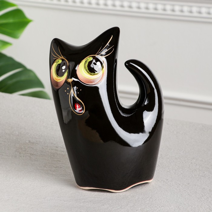 

Копилка "Кот Обормот", глянец, чёрная, 23 см